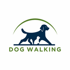 Modern Minimalist Walking Dog Logo Silhouette Design for Pet Service Company