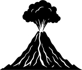 silhouette vector illustration of a volcano erupting, isolated on white © Syahrul