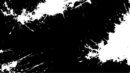 Grunge Paint Splatter Texture Background, Abstract Black and White Ink Splash Design