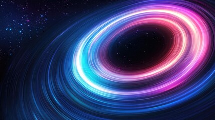 Colorful swirling cosmic ring against a starry backdrop.