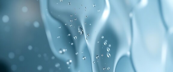close up of water bubbles on a blue background