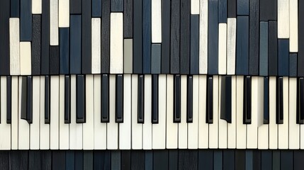 Abstract keyboard arrangement in black, white, and gray.