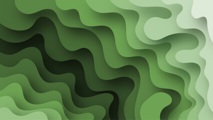 abstract paper cut wave background green color