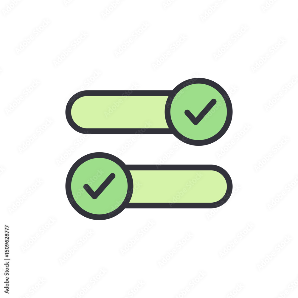 Poster stylized representation of green tick toggle buttons showing correct choices