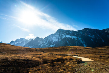mountain landscape with blue sky