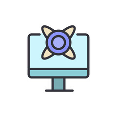 Monitor Screen Displaying An Abstract Symbol Over Transparent Layout