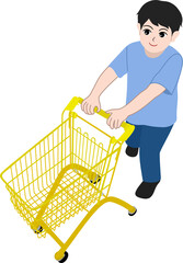 kid holding shopping cart