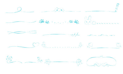 手描き風のアンダーライン素材　青色