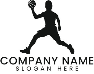 Dynamic Basketball Player Silhouette Action Shot game jump  