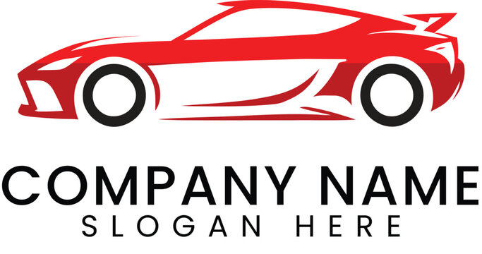 Red Sports Car Logo Design Modern Vehicle fast icon auto    