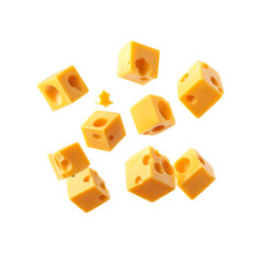 Fototapeta premium Closeup of colorful 3D toy blocks isolated on a white background