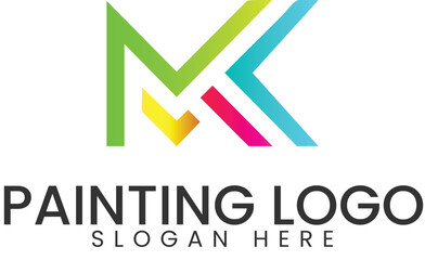 Modern Colorful Abstract MK Logo Design art icon pink gold  