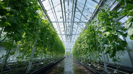 Innovative greenhouse farming techniques sustainable agriculture visual guide indoor environment perspective focus on plants