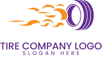 Fototapeta premium Fast Tire Company Logo Design Speed Purple Orange icon fire 