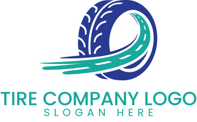Dynamic Tire Company Logo Design Template road blue fast    