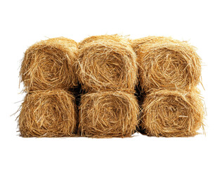 A pile of hay is stacked in a row