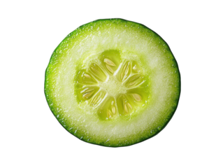 A slice of cucumber with a green center