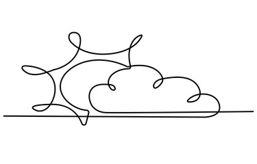 Continuous one single minimal line drawing cloud.
Sun and Clouds Continuous Line Icon
