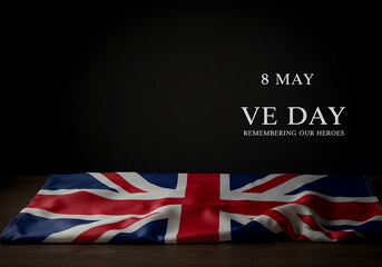 Obraz premium VE Day Remembrance Union Jack Flag Graphic Composition 8 May Commemoration