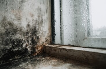 Mold growth near window with condensation problem