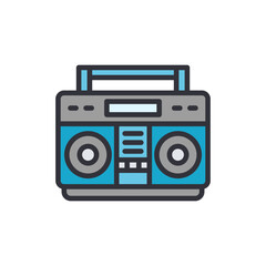 Stylish Boombox Illustration With Retro Design On Transparent Backdrop