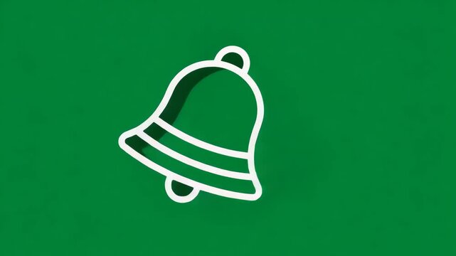 a simple bell icon in a dark green backdrop, evoking notification