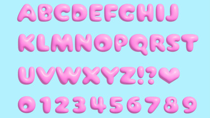 3D Bubble Pink Alphabet Letters – A to Z with Symbols