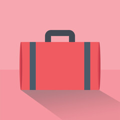 Red Luggage: A clean and stylish illustration of a vibrant red suitcase, ready for adventure against a solid pink backdrop, creating a sense of anticipation and travel.
