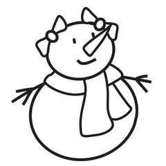 Funny stick  figure snowman vector cartoon illustration