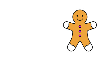 Cartoon style illustration of a gingerbread man cookie