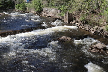 River flowing into the river and cascades. 