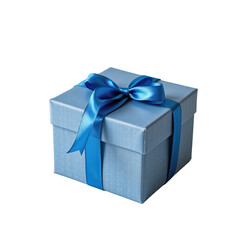Elegant Blue Gift Box with Satin Ribbon for Celebrations and Special Occasions