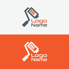 Fresh Coat: Innovative branding concept blends paint roller and battery icon, symbolizing creative energy and power. This represents the inspiration and dynamism.