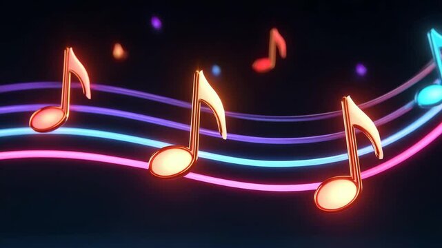music note in dynamic movement, illustration, vibrant and energetic. The musical notes seem to be in a lively motion, symbolizing sound and harmony