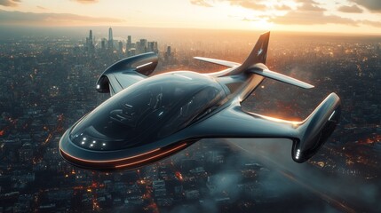 A futuristic transportation startup unveiling a self-driving electric flying car
