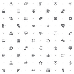 Seamless pattern with Review And feedback icon on white background. Included the icons as customer, rating, star rating, chat, testimonials, survey, support, communication, sign And Other Elements.