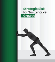 Pushing Boundaries: A person is symbolically pushing a vibrant green column that symbolizes effort and progress and this illustration depicts the quest for growth. 