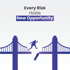 Embracing the Leap: A visually striking illustration of a person confidently leaping across a gap, symbolizing courage and seizing a new opportunity amid risk.