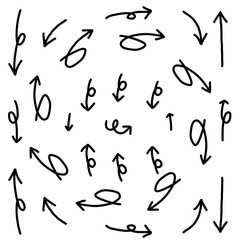 小さくてかわいい手描き矢印セット