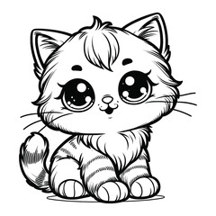 Cute Cat Kitten Sketch Illustration