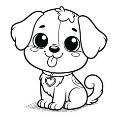 Cartoon puppy outline drawing