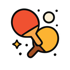 Two ping pong paddles and a ball asset, perfect for sports, recreation, leisure, competitive activities, equipment, game concepts in various creative projects