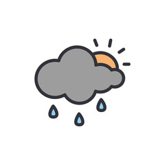 Illustration Depicting Partly Sunny Weather With Rain On A Transparent Background