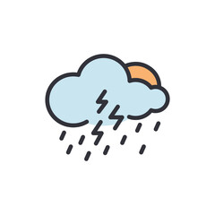 Weather Icon Featuring Lightning Storms And Intense Rainfall Illustration