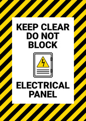 Keep Clear Do Not Block Electrical Panel Floor Sign