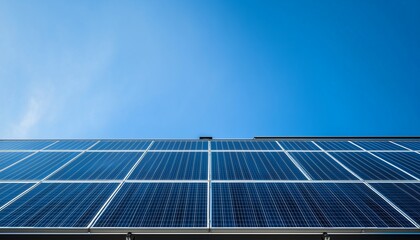 Big solar panel for industrial renewable energy with blue sky