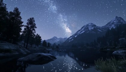 Stars milky way on sky night natural landscape
