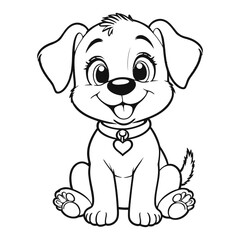 Fototapeta premium Cartoon puppy sitting illustration