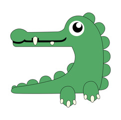 Cartoon Little Crocodile Digital Icon Source Vectors Illustration 