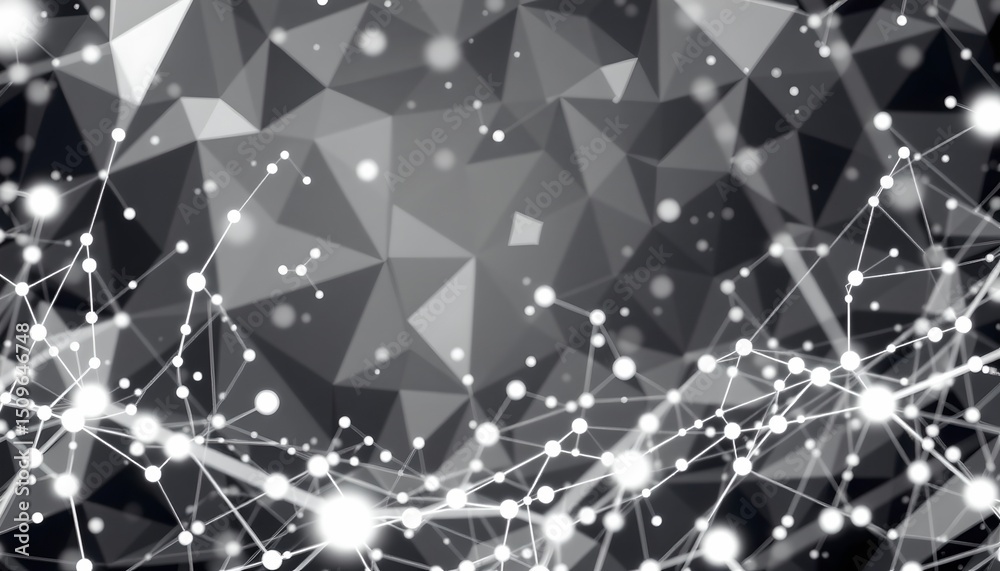 Poster abstract polygonal space low poly dark background with connecting dots and lines connection structur